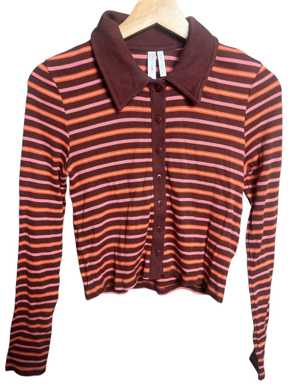 Miiyu x Twik Vision Size Small Long Sleeve Striped Women Polo